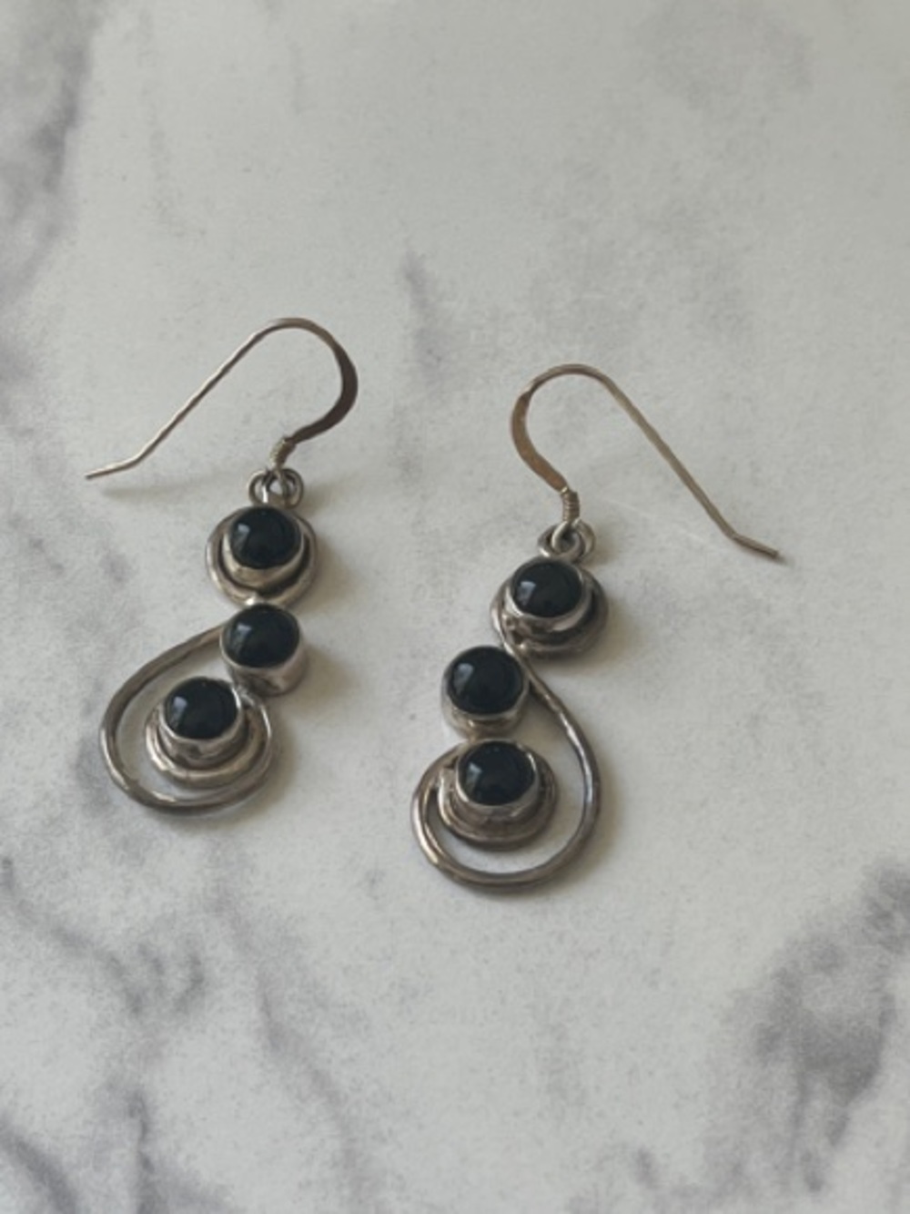 Sterling Silver Drop Earrings with Black Onyx gemstone